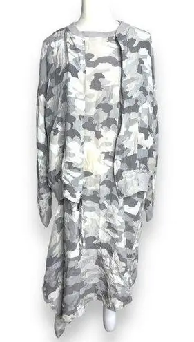 Pure Dkny camouflage silk set dres and jacket vintage size small Gray