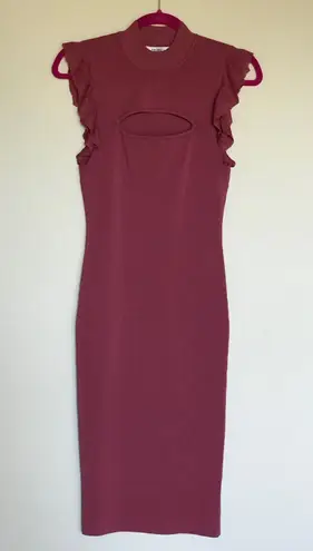 Bailey 44 women’s Bewitched ruffle-trimmed cutout ribbed-knit bodycon dress XS