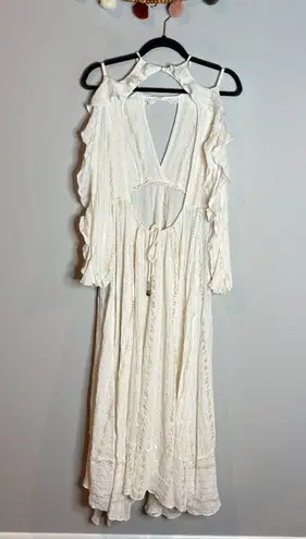 Free People  Huxley Metallic Striped Open Back Maxi dress