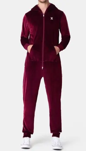 One Piece Original Jumpsuit Unisex XXS Red Velour Jogger Full Body Streetwear