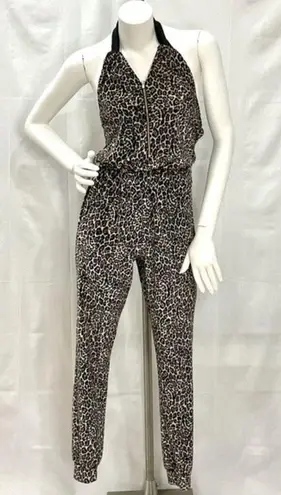 Guess  Animal Print Velour Jumpsuit Pantsuit Leopard Print Sz XS Sleeveless Sexy