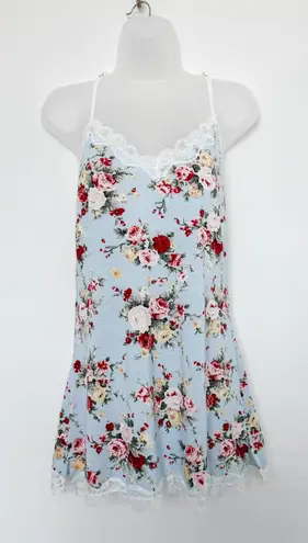 Avidlove Lingerie Babydoll Cami Dress Floral Lace Blue Size M Romantic Cottage Size M