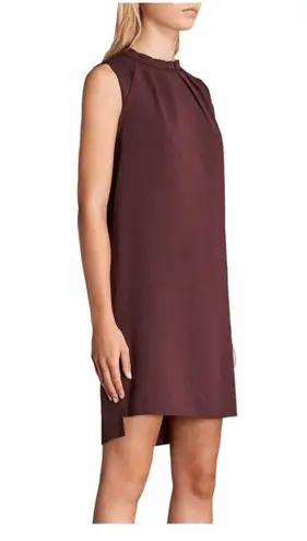 ALLSAINTS Jay Pleated Mini Dress XS Bordeaux Red Semi Sheer Casual Sleeveless