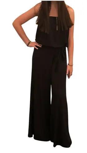 Ariella Black Jumpsuit Wide Leg Strapless Drawstring Waist Size M
