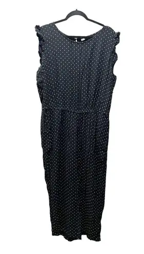 Old Navy  Jumpsuit Black White Polka Dots Flutter Sleeveless Over All Sz XL - Image 1