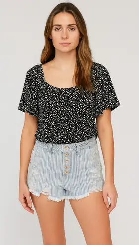 Happily Grey Women's High Rise Striped Denim Shorts