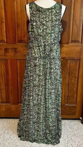 Derek Lam Armadillo Chiffon Maxi Dress Women's Size XL Green Tan Brown Flowy