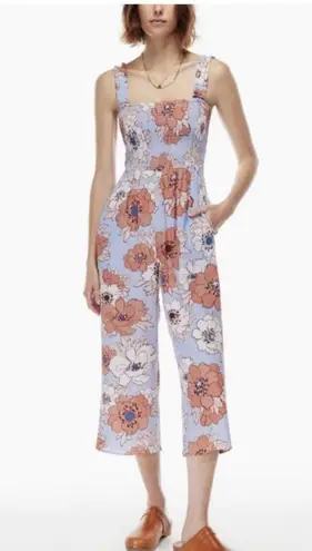 Aritzia Wilfred Chianti Jumpsuit Floral Sleeveless Crop Wide Leg Purple SIZE S