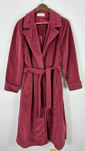 Vtg 70s Union Made Belted Trench Coat Womens Large Brushed Boho Glam Whimsigoth Red Size M