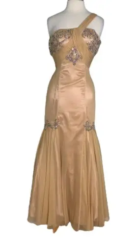 Clarisse  Champagne Mermaid Chiffon Evening Gown Wedding Prom Dress 8~Runs Small