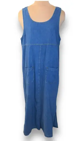 Vintage 90s Boston Classics Denim Jumper Dress Plus Size 16W Blue Jean Pocket