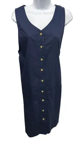 Karen Scott Women Navy Blue Sleeveless Button Front Knee Length Dress Y2K Size M