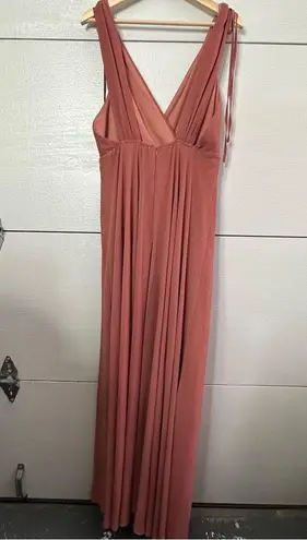 Lulus Lulu’s Dance The Night Away Dusty Rose V Cut Maxi Dress XL