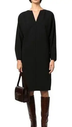 By Malene Birger Elvina Black Midi Dress Size 40 Long Sleeve V