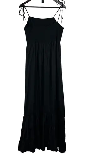 KOJOOIN Maxi Dress Smocked Sundress Tie Strap Tiered Casual Black 2XL Flowy Size XXL