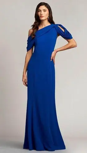 Tadashi Shoji Asymmetrically Pleated Formal Gown, Mystic Blue, Size XL EXCELLENT