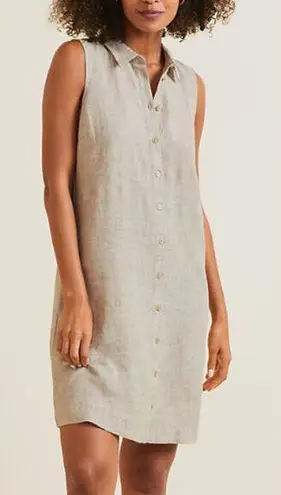 Garnet Hill Women's 33498 Size 14 Gray Linen Shirt Dress Button Front NWOT