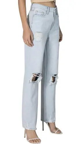 Ceros Skylar High Rise Dad Jeans Laguna Light Wash Distressed Size 26 Blue