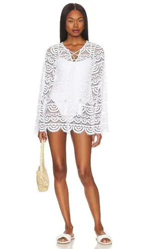 PQ Swim Noah Lace Tunic Cover Up Water Lily Womens Size XS/S White