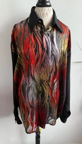 Live Collection Italy New York Flame Print Button Down Shirt