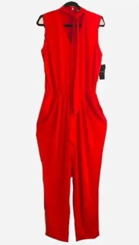 Lauren Ralph Lauren Jumpsuit XL NWT Simran Necktie Choker Cut Out Red Party