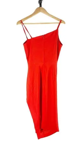 Lavish Lice Lavish Alice Asymmetric Pleated Midi Dress Coral Red Size US 6
