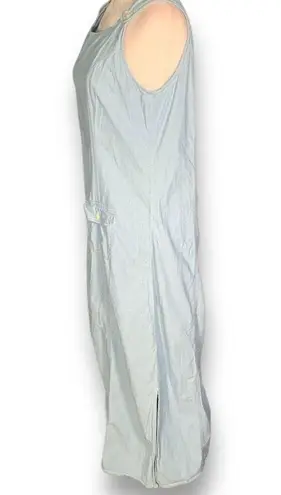 Vintage Denim & Co Dress Denim Pinafore Light Wash Button Detail Sleeveless Maxi Blue Size M