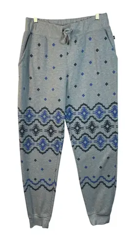 Maxi Milian New York Jogger Sweatpants Gray Aztec Print 100% Polyester XL Comfy Blue
