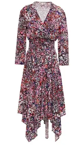 Maje Floral Asymmetric Midi Dress