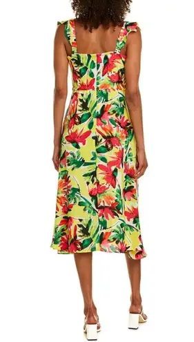 Julia Jordan Floral Dress Yellow Multi Ruffle Shoulder Midi Size 6 NWT $129.00