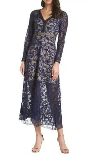 Foxiedox  Elizabet Lace Midi Dress Navy Medium NWT