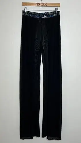 J Valentine Black Mesh Open Slit Festival Rave Costume Pants