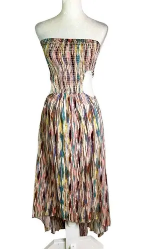 MISA Los Angeles MISA Myka Ikat Strapless Cutout Smocked Cotton Blend Dress Size S NWT