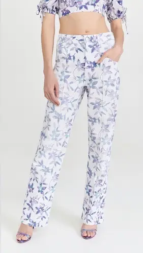 Isabel Marant Floral High Rise Straight Leg Jeans Ecru Size 42/10