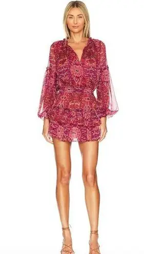MISA Los Angeles Teya Mini Dress Septima Tapestry Chiffon Womens XS