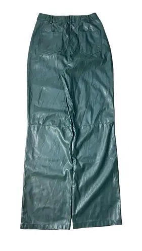 Pretty Little Thing NWT Bottle Green Faux Leather Wide Leg Pants Size 6