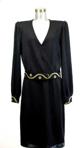 St. John Vintage St. Johns Santana Knit Dress. Beaded Belt and cuffs, Size 14