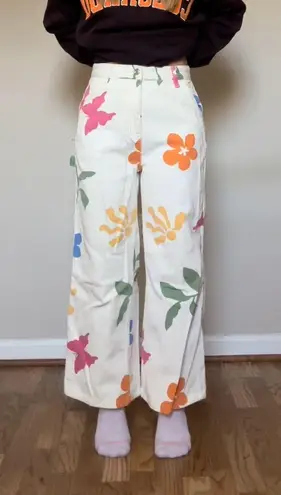 PacSun Floral High Rise Flare Carpenter Pants