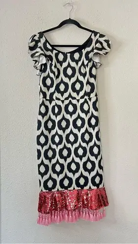 Sachin + Babi Ayran Midi Sequin Tassel Cocktail Dress NEW Size 4 (FLAWED)