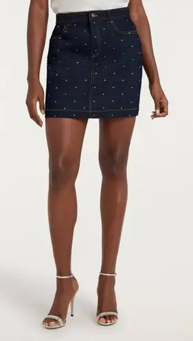 New! Cinq a Sept Ditsy Rhinestone Lynette Mini Skirt Sz 2 $295 Blue