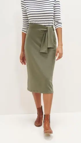 Amour Vert Aria Reverie Green Terry Midi Tie Bow Skirt Women’s Size XS
