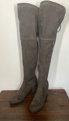 Unisa Women's Suede Block Heel Over The Knee Riding Boots Brown Size 10M