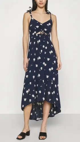 Hollister navy floral cutout long dress