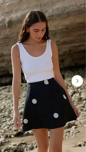 Aston Studio Trixie Linen Skirt in Nero/milk dot polka dot size 6 NEW Black