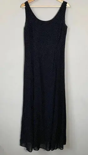Vintage Isabel Ardee Women's 10 Sleeveless Polka Dot Evening Maxi Dress Black