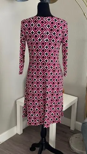 Ny Collection Women Long Sleeve Cowl Neck Geometric Print Midi Dress Size Small