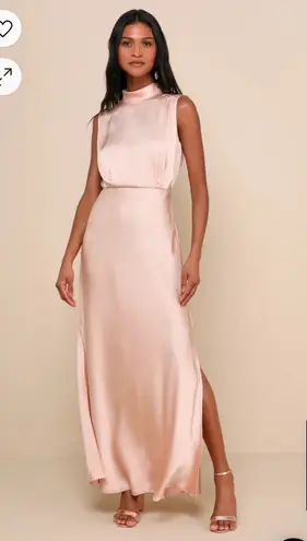 Lulus Blush Pink Satin Maxi Dress
