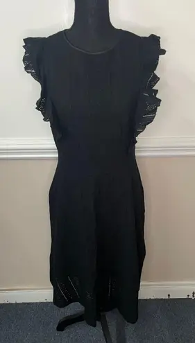 Ecowish Black Ruffle Sleeve A-Line Summer Dress Size Large