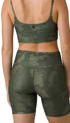 prAna Electa Shorts Women's Size Small Green Camo Print Pockets Biker Shorts
