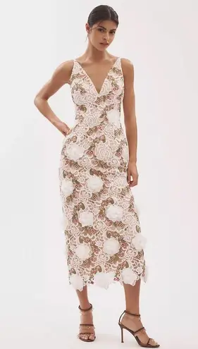 HELSI Norah Plunging Dimensional Floral Column Gown Size L